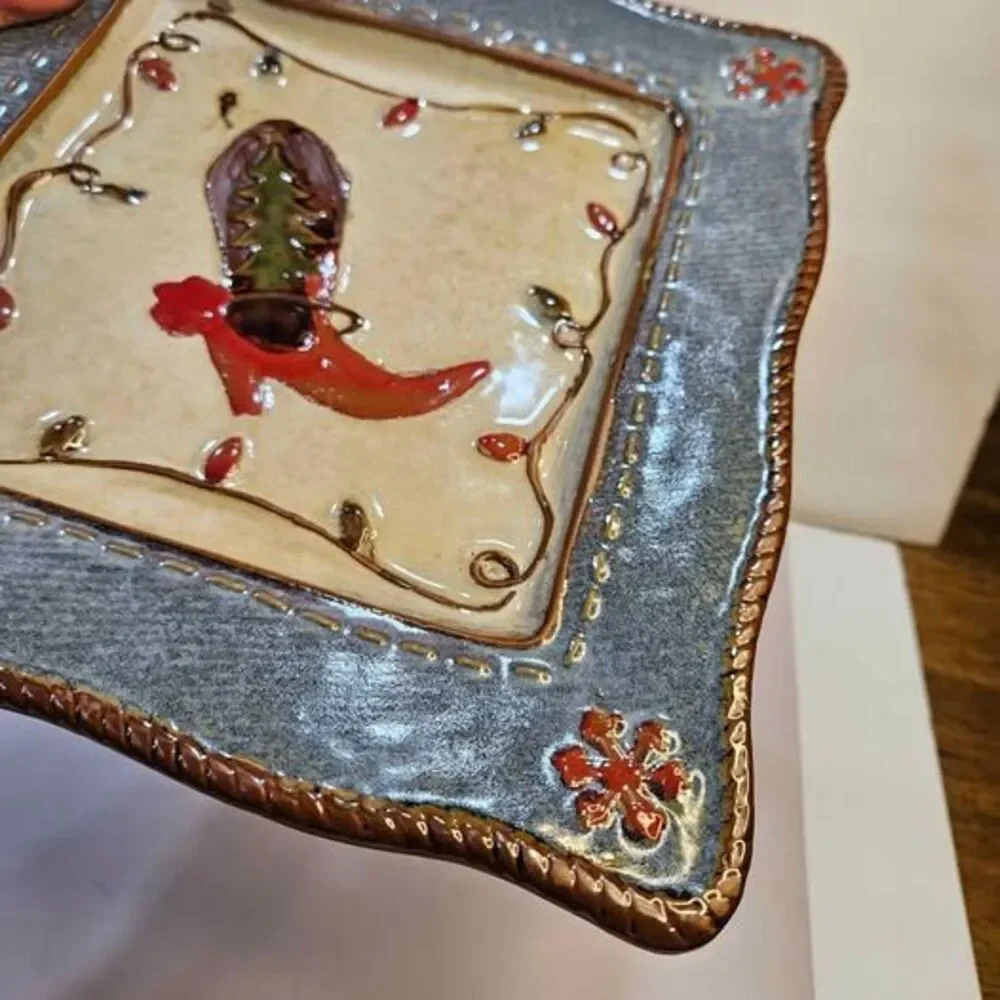 St. Nicholas Square Canyon Ranch Christmas Cowboy Boot Plate
